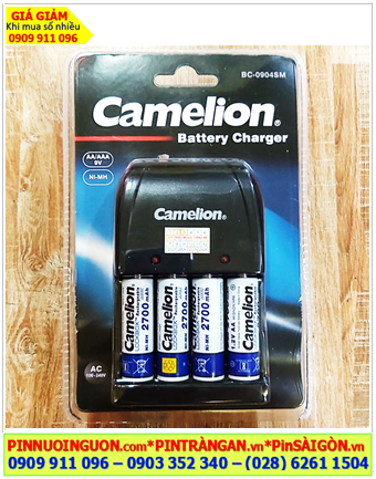 Camelion BC-0904SM, Bộ sạc pin Camelion BC-0904SM kèm 4 pin sạc Camelion NH-AA2700LBP2 lockbox-1.2v